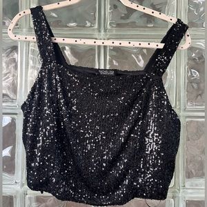 Rachel Zoe Black Sequin Crop Top. Brand New Never Worn.  Size Medium